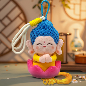Pendentif de voiture en forme de bouddha Lotus, porte-clés en peluche de 15cm, ornement de paix pour clés et sacs, cadeau - Product Image 3