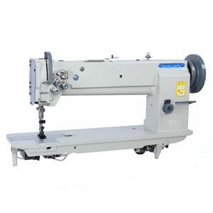 Máquina de coser industrial de doble aguja de cama plana, de alta resistencia, para fabricación de bolsos de cuero, con alimentación compuesta personalizada para cama larga. - Product Image 1