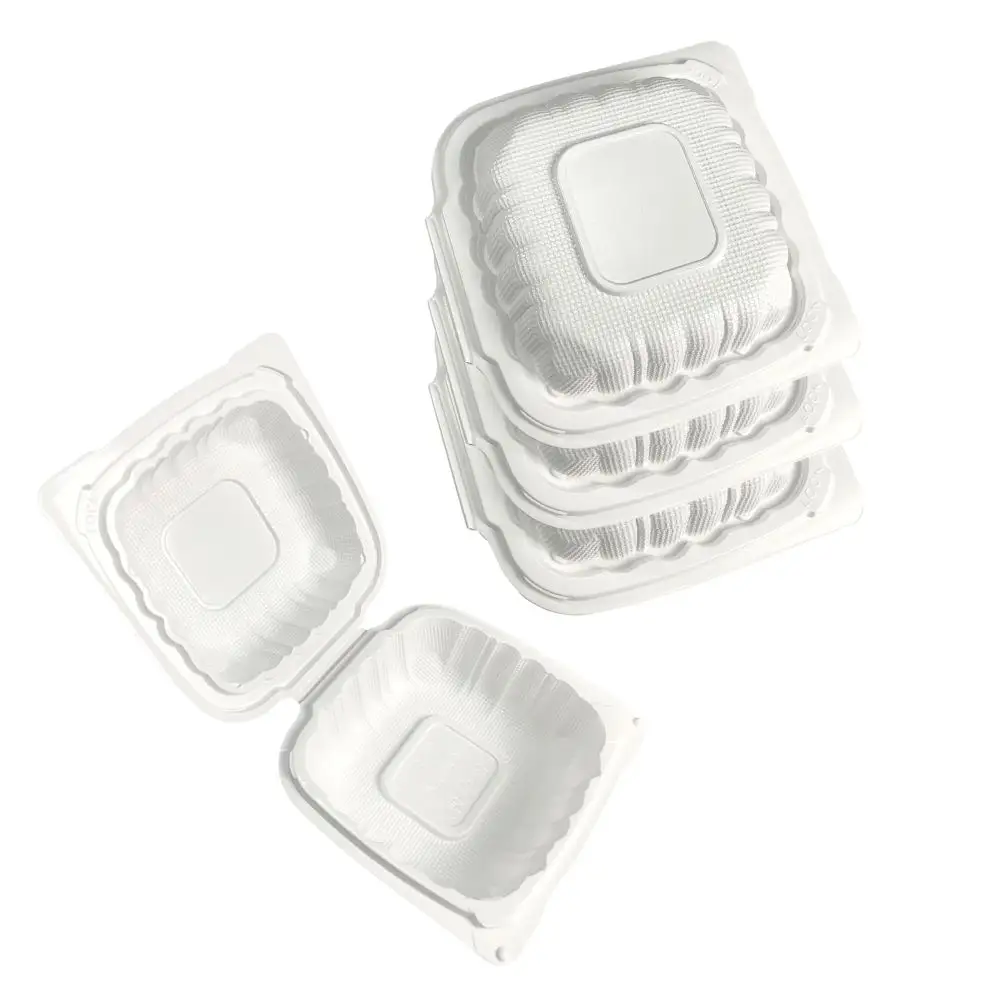 Food Grade Clamshell PP Hinged Disposable Meal Prep Packaging Take Away Food Containers