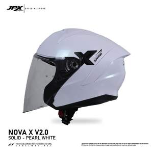 Casque demi-face JPX Nova X V2 en blanc nacré, doté d'une visière double et d'un design élégant de couleur unie pour le motard moderne. - Product Image 5