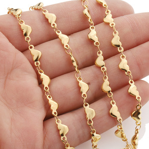 Heart Shaped <b>Titanium</b> Steel <b>Chain</b> Gold Plated For Bracelet Making 18k Finish DIY Jewelry Findings H1608 - Product Image 4