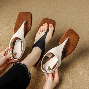 Sandalias de tacón bajo con punta abierta al por mayor |   Tacones de cuero con correa en T, estilo slingback, cuadrados, retro, casuales, de verano para <span class=keywords><strong>mujer</strong></span> - Product Image 4