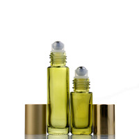 Emballage cosmétique pour sérum, huile essentielle de massage, 5ml 10ml, flacon vide en verre vert olive pour huile parfumée avec bille roll-on