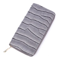 Pabrik Grosir Dompet Wanita Pola Buaya Logo Kustom Penutup Ritsleting Panjang Kulit Pu Dompet