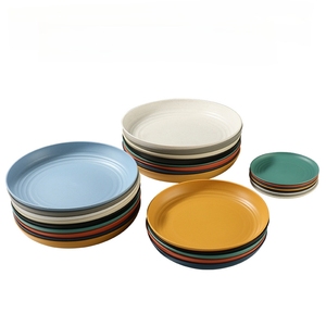 Eco Friendly Wheat Straw Dinner <b>Plate</b> Set Food Grade Unbreakable Plastic Fruit Tray <b>Snack</b> Tray for Kids Restaurant Home Picnic - Product Image 1