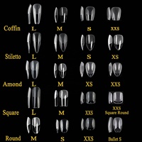 XXS XS Almond Coffin 600pcs Soft Gel False Half Buttered Nail Art Tips Full Cover Gel-X Matte Nail Tips With Black Box Packing