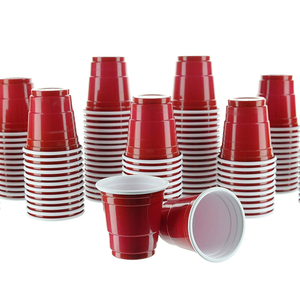 Disposable Shot Glasses - 2oz Red Plastic Shot Cups Mini Party Cups For Jello Shots, Jager Bomb, Beer Pong, Condiments, Snacks