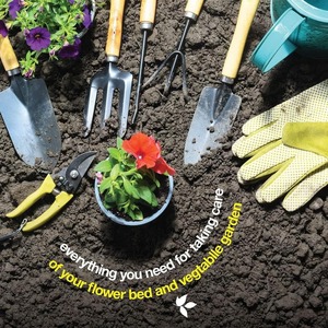 10 Pcs <b>Garden</b> <b>Tools</b> Set Complete Gardening Supplies Kit Carbon Steel Hand Trowel Rake Pruner Weeder with Gloves <b>Storage</b> Bag - Product Image 5