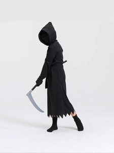 Halloween trẻ em mắt đỏ chết cosplay ăn mặc bí ẩn kinh dị tối ma Sứ Giả với lưỡi hái và áo choàng - Product Image 2