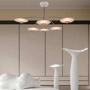 Lámpara Colgante Moderna Decorativa de Vidrio Blanco con LED, Aleación de Aluminio, Luz Cálida de 3000K, Garantía de 2 Años, para Sala de Estar - Product Image 1