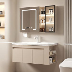 New smart <b>side</b> storage bathroom cabinet combination ceramic integrated basin cabinet <b>side</b> cabinet washbasin - Product Image 1