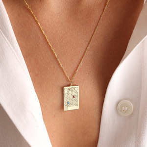 Pendentif de collier de <span class=keywords><strong>calendrier</strong></span> de naissance aimant familial en acier inoxydable plaqué or 18 carats de personnalité personnalisée - Product Image 2