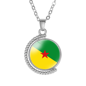 Collar con Colgante Giratorio de Doble Cara con la Bandera de Guayana Francesa <span class=keywords><strong>y</strong></span> Piedras Preciosas, Venta al por Mayor - Product Image 1