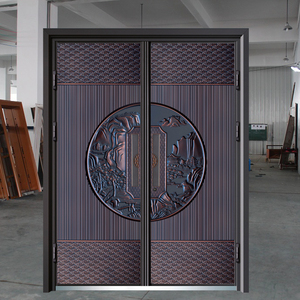 TECHTOP <span class=keywords><strong>Porte</strong></span> principale de sécurité inspirée de l'art déco Entrée avant extérieure Motif géométrique <span class=keywords><strong>Porte</strong></span> métallique en acier pour résidence de luxe - Product Image 3