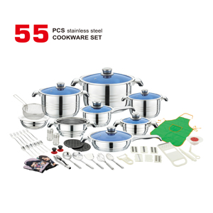 Ensemble de Casseroles en Acier Inoxydable Moderne de Haute Qualité 55 Pièces Essentiels pour la Cuisine avec Couvercle en Métal - Product Image 1