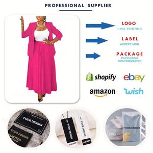 <span class=keywords><strong>Completo</strong></span> Due Pezzi Trendy Taglie Forti Abbigliamento Donna Tailleur da Ufficio <span class=keywords><strong>con</strong></span> <span class=keywords><strong>Blazer</strong></span> e Gonna Plissettata - Product Image 3