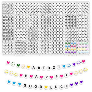 Perles de lettres en acrylique rondes de 7 mm, 1400 pièces, 28 styles pour la fabrication de bijoux - Product Image 3