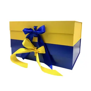 Caja de regalo plegable magnética de papel de embalaje de comida de ropa personalizada de lujo de alta calidad con cinta