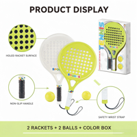 Ensemble de raquettes de tennis de table Concord en plastique blanc et vert, 2 balles, boîte colorée, sport de plein air, enfants, jeu en plein air
