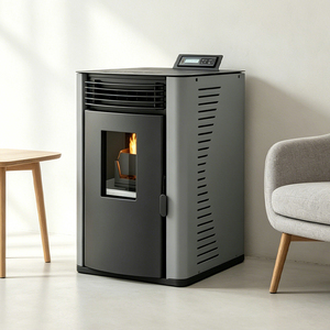 Poêle à <span class=keywords><strong>granulés</strong></span> autonome en acier PANSEE PK-60 6KW moderne à température contrôlée automatiquement avec fonction <span class=keywords><strong>de</strong></span> télécommande pour l'intérieur - Product Image 1
