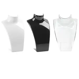 Zwart Plastic Mannequin Buste Sieraden Ketting Hanger Oorbellen 3D Display Stand Organizer Houder Voor Winkels