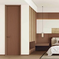 Porte intérieure en MDF plaqué, résistante aux rayures et imperméable, avec revêtement en mélamine minimaliste sur mesure pour hôtel et appartement, garantie 1 an