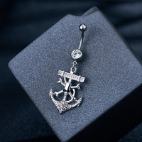 Anneau de nombril en acier inoxydable avec zircon - Bijou de piercing de nombril plaqué argent, cadeau pour femme, accessoire de mode