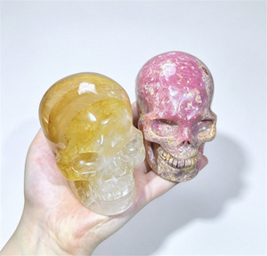 Calaveras de Cristal Natural Mixto Talladas, Calaveras de Piedras Preciosas Pulimentadas, Venta al por Mayor, Estatuas Personalizadas <span class=keywords><strong>para</strong></span> Decoración del Hogar, Colección de Regalos - Product Image 2