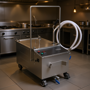 Friteuse mobile Vevor avec filtre, réservoir d'huile de 38 L, vitesse de filtration minimale de 10 L/min, roues pivotantes, fabrication en acier pour cuisine commerciale - Product Image 2