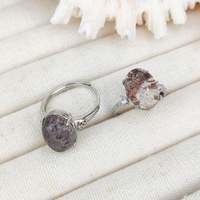 Nouvelle Bague Ovale en Cristal Fantôme Naturel, Pierre Semi-Précieuse Polie, Bague en Quartz de Jardin pour Souvenirs et Cadeaux