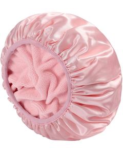 Gorro de seda de ala ancha de alta elasticidad para mujer, elegante, para ducha, cuidado facial y capilar, gorro de noche - Product Image 1