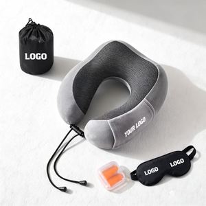 Oreiller de voyage pliable en mousse à mémoire de forme cationique avec soutien enveloppant pour avion - Product Image 1