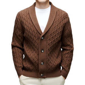 2025 New Men's Mandarin Collar Hooded Anti-Wrinkle <b>Cardigan</b> Korean Style <b>Thick</b> Long Sleeve Knit Sweater Jacket Zip Autumn Casual - Product Image 2