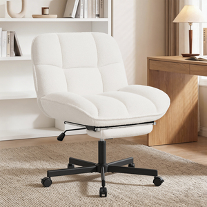 Chaise de bureau ergonomique en tissu sherpa doux avec hauteur réglable, roulettes silencieuses, design moderne pour la maison, le bureau, la salle à manger et l'hôtellerie - Product Image 1