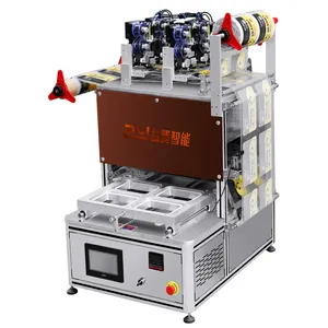 4 Cavities Gas Flush Pneumatic Tray Sealing Machine Food Tray Sealing Package Machine in MAP Meat Fillet Package