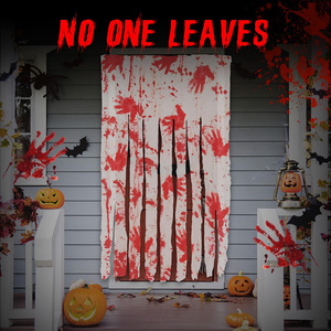 Cortina de puerta con decoración de huellas de sangre de Halloween, colgante para puerta de habitación secreta de casa embrujada, ambiente aterrador - Product Image 2