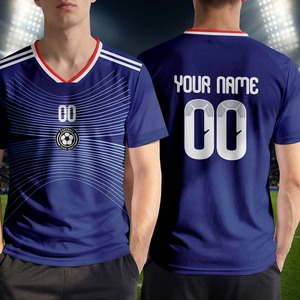 Camisetas de Fútbol Personalizadas con Nombre del Jugador, Unisex, para Adultos, Transpirables, de Secado Rápido, 100% Poliéster, Cuello en V, Manga Corta - Product Image 1
