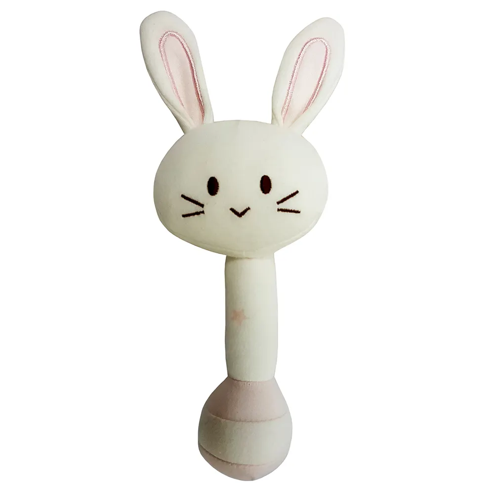 Animal rattle soft toy organic cotton Natural Color baby lovely Plush Stick Rattle toy all age