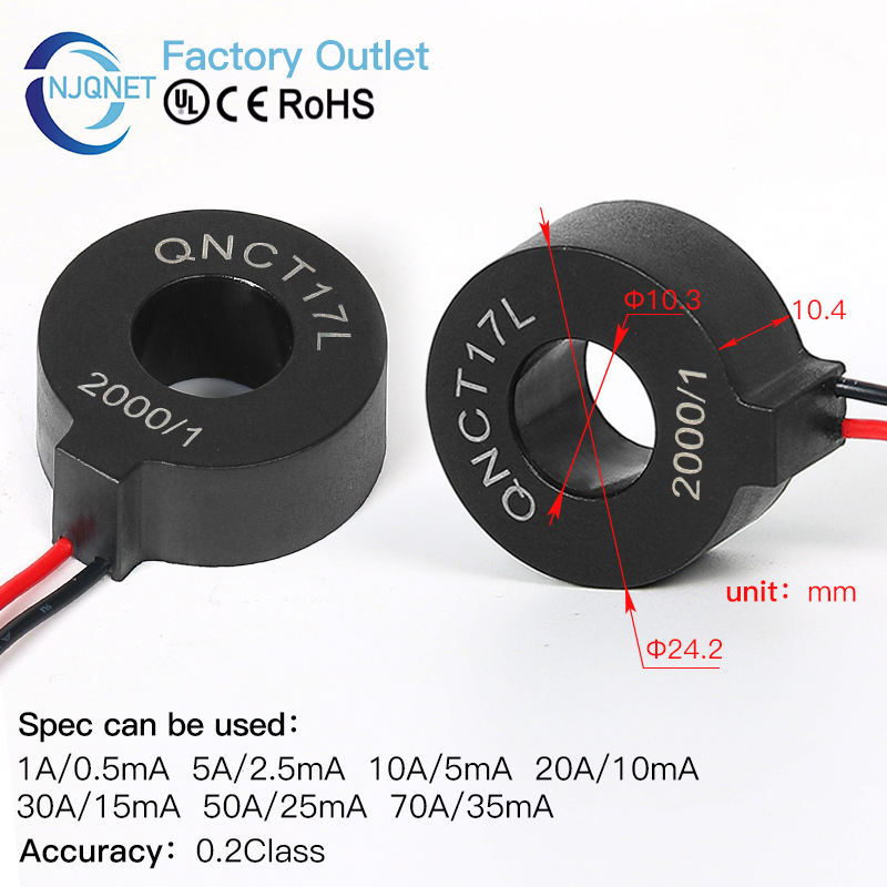 Small AC Current Transformer Ring Type CT QNCT17L 10mA 20A 20mA 30A 15mA 50A 25mA 100A 50mA 2000 Micro Current Transducer Sensor