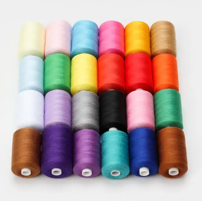 Hilo de coser de poliéster, rollo de 24 colores, 40/2, 1000 metros, buen precio