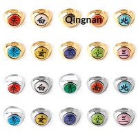 Mercancía de Anime, Juego de Anillos de Ninja con Personajes, Material Metálico, Tamaño Ajustable
