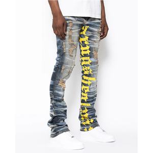<span class=keywords><strong>Jeans</strong></span> affusolati <span class=keywords><strong>con</strong></span> cinque tasche fatti a mano pantaloni in Denim <span class=keywords><strong>Jeans</strong></span> strappati Skinny <span class=keywords><strong>con</strong></span> stampa di lettere - Product Image 4