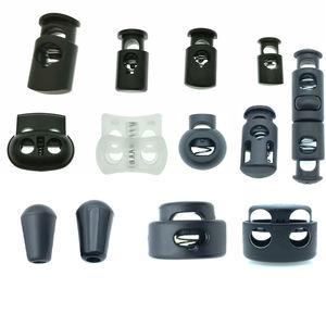 Verstelbare Dubbele 2 Gat Zwarte Kleur Plastic Koord Slot Elastische Koord <span class=keywords><strong>Stopper</strong></span> Veer Plastic Stop - Product Image 4