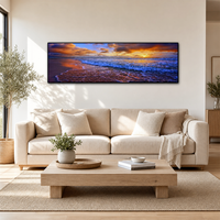 Tableau mural panoramique sur toile, paysage marin au coucher du soleil encadré avec film mat pour chambre à coucher, salon, décoration intérieure