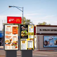 Étanche 2000 4000nits restaurant en plein air lecteur à travers le panneau de menu numérique kiosque solution publicité écran de lecture affichage