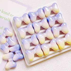 Galvanoplastia de color UV Cambio gradual Color Fat Bow Cuentas sueltas DIY Cadena de teléfono móvil Material Acrílico Bead Bow - Product Image 3