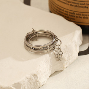 Stainless Steel <b>Ring</b> Stackable Geometric Design Steel Color Unisex Jewelry Gift - Product Image 1
