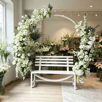H881 Banc de parc en fer forgé rose, très populaire, avec dossier, pour décoration extérieure, mariage et centre commercial
