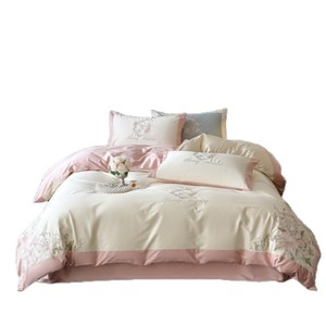 Princess Style 100 Count Cotton Embroidered Four Piece <b>Bedding</b> <b>Set</b> Wedding Fitted Sheet - Product Image 5