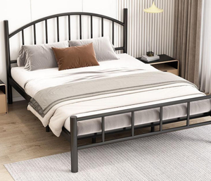 Black Iron <b>Bed</b> Frame Queen Size Industrial Style Arched Headboard Stable Metal <b>Platform</b> Bedstead Bedroom Use - Product Image 3